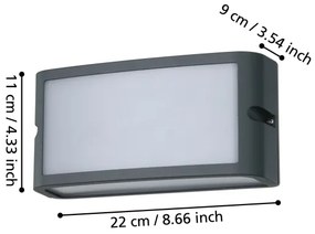 Eglo 900808- LED Vonkajšie nástenné svietidlo CAMARDA LED/10,5W/230V antracit IP54