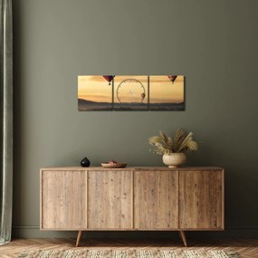 Obraz - lietajúce balóny (s hodinami) (90x30 cm)