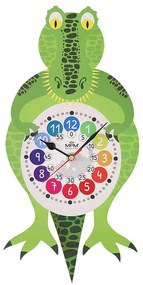 Detské drevené hodiny MPM Krokodíl s kyvadlom – ručná česká výroba, 55 cm