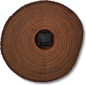 Drevené nástenné hodiny z plátu dreva s kôrou a letokruhmi  | KOOR: Amber - 3072 26-29 cm 4814-115583 KOR007-29-AMBER