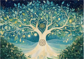 Sklenený obraz – Magický strom so špirálami (70x50 cm)