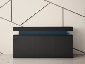Komoda s LED osvetlením USOA - lesklá čierna / matná čierna