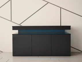 Komoda s LED osvetlením USOA - lesklá čierna / matná čierna