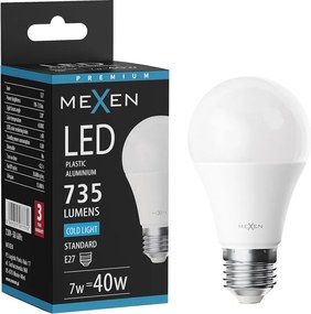 Mexen Nova, LED žiarovka E27, A60, 7W, studená - 6500K, 735 lm - L100-E27-0765-01