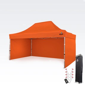 BRIMO Nožnicový párty stan PREMIUM ALU 3x4,5 m s 3 stenami oranžový