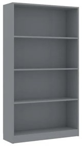 vidaXL Knižnica so 4 policami, sivá 80x24x142 cm, drevotrieska-