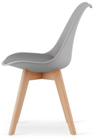 Jedálenský set 1 + 4, biely stôl ADRIA 120x80 cm + svetlosivé stoličky BALI MARK s bukovými nohami