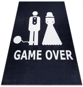 Umývateľný koberec BAMBINO 2104 'Game over' svadba, rozlúčka so slobodou, protišmykový - čierny Veľkosť: 120x170 cm