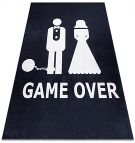 Umývateľný koberec BAMBINO 2104 'Game over' svadba, rozlúčka so slobodou, protišmykový - čierny Veľkosť: 160x220 cm