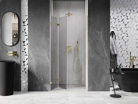 Mexen, Mexen Lunar-F skladacie ľavé sprchové dvere 70 cm, transparentné, brúsené zlaté - 836-070-000-55-00-L