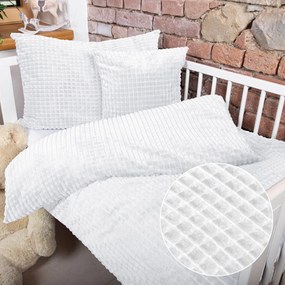 Biante Detské posteľné obliečky do postieľky Minky kocky MKK-007 Biele Do postieľky 90x130 a 40x60 cm