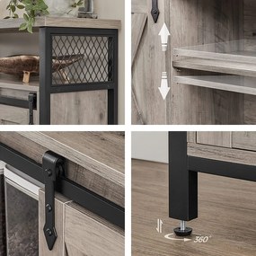 Skrinka s 2 posuvnými dverami, príborník, greige a čierna