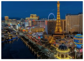 Sklenený obraz nočného Las Vegas (70x50 cm)