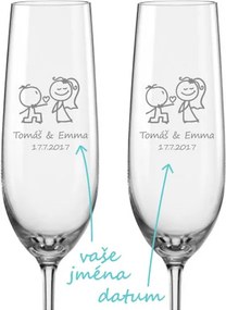 Svadobné poháre na sekt Zamilovaní novomanželia, 2 ks