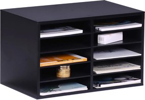 Bambusový zásobník na dokumenty s 10 priehradkami RD51508, čierna