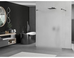 Mexen Kioto, priechodná sprchová zástena 120 x 200 cm, 8mm sklo námraza, 2x čierna stabilizačná rozpera, 800-120-002-70-30