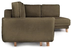 Zelená menčestrová rozkladacia rohová pohovka (pravý roh) Tori – Bonami Selection