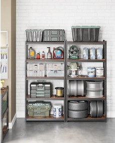 Regál s vysokou nosnosťou, nastaviteľné police, rustikálny hnedý