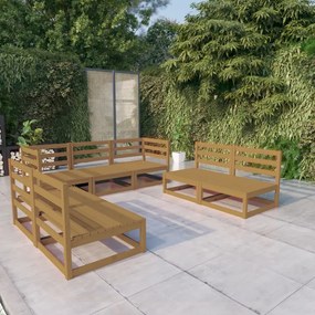 7-dielna záhradná sedacia súprava medovo-hnedá borovicový masív 3075422