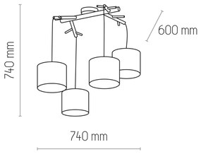 TK-LIGHTING Závesné škandinávske osvetlenie ALBERO, 4xE27, 60W, okrúhle, béžové