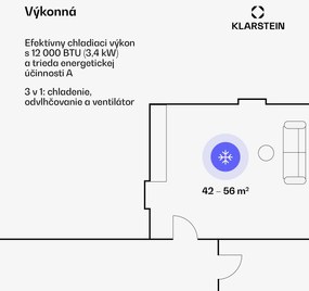 Klarstein Kraftwerk Smart 12K, mobilná klimatizácia 3 v 1, 12 000 BTU, ovládanie cez aplikáciu, diaľkový ovládač