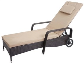 Lehátko Carrara, polyratan / hliník - hnedá, béžový vankúš