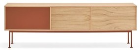 Tehlovočervená TV komoda v dubovom dekore Teulat Yoko
