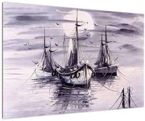 Obraz - Prístav, olejomaľba (90x60 cm)