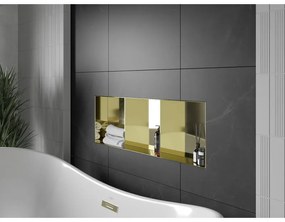 Mexen X-Wall-NR, polička na zapustenie pod obklad bez goliera 90 x 30 cm, zlatá matná, 1951903010S