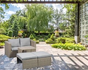 Modulárny záhradný set 5v1 – pohovka, 2 kreslá a taburety (80150000)