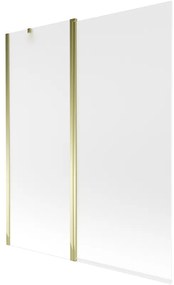 Mexen Flip, vaňová zástena 1-krídlová 140 x 150 cm, otočné krídlo, 6 mm námraza sklo, zlatý profil, 894-140-101-50-30