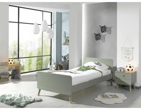 Olivovozelená detská posteľ z borovicového dreva Vipack Billy, 90 x 200 cm