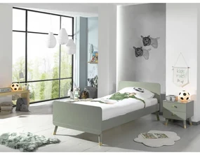 Olivovozelená detská posteľ z borovicového dreva Vipack Billy, 90 x 200 cm