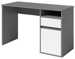 Tempo Kondela PC stôl, tmavosivá-grafit/biela, BILI
