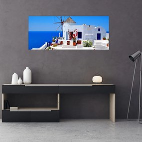 Obraz - Domček v Grécku (120x50 cm)
