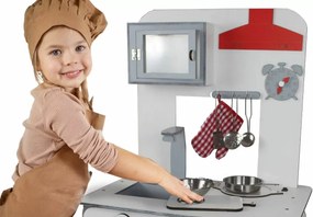 Drevená kuchynka s príslušenstvom - biela/sivá