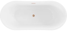 Mexen Montana, voľne stojaca vaňa 150 x 75 cm, biela-čierna, medený prepad, 52011507575-65