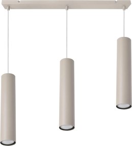 Závesné svietidlo Tuba, 3x béžové kovové tienidlo
