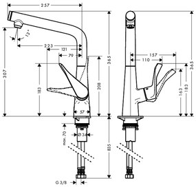 Hansgrohe Metris New, drezová batéria, Select, 1jet, chrómová, 14883000