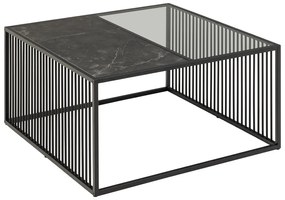 Čierny konferenčný stolík so sklenenou doskou 80x80 cm Strington – Actona