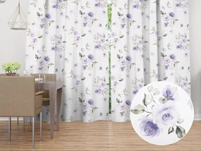 Biante Dekoračný záves TF-024 Fialové ruže na bielom 140x140 cm
