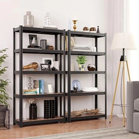 SongmicsHome Policový regál DUSTY,5 políc, max 650kg, čierna/hnedá