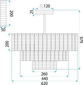 Toolight Toolight, závesné stropné svietidlo 62cm, 8xE14, APP1678-8CP, šedá, OSW-09313