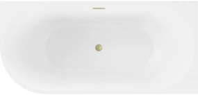 Mexen Mia, voľne stojaca rohová vaňa, pravá, 170 x 80 cm, biela-čierna, zlatý matný prepad, 52691708075P-55