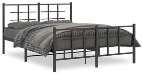Kovový rám postele s čelom a podnožkou čierny 140x190 cm 355579