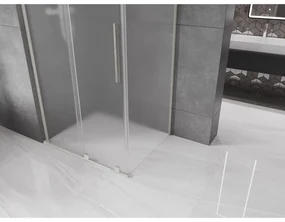 Mexen Velar L, sprchový kút s posuvnými dverami 110 x 120 cm, 8mm sklo námraza, brúsená oceľ, 871-110-120-33-97