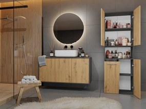 Kúpeľňová skrinka Neltossa 4 (antracit + dub artisan). Akcia -20%. Vlastná spoľahlivá doprava až k Vám domov. 1132991