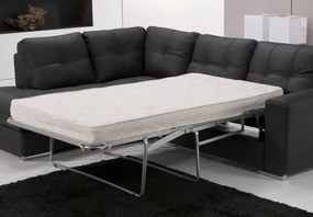 Kožená sedacia súprava s rozkladom na každodenné spanie ALEXIE – rohová, ľavá, čierna (nero 308)