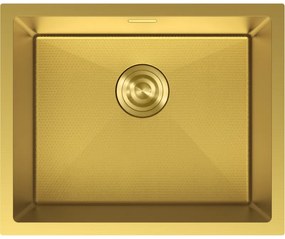 Mexen Trixo, 1-komorový nerezový drez 540 x 440 mm, brúsená zlatá, vzor voština, 6414541000-55HC