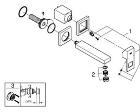 GROHE 19895000 - Umývadlová dvojotvorová batéria EUROCUBE 171 mm lesklý chróm